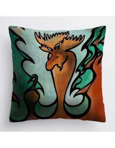 Coussin Gustave "Un Orignal et une Outarde"